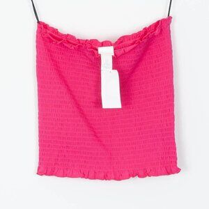 H&M Womens Smocked Stretch Ruffle Hem Sleeveless Tube Top Size S Pink Summer NWT